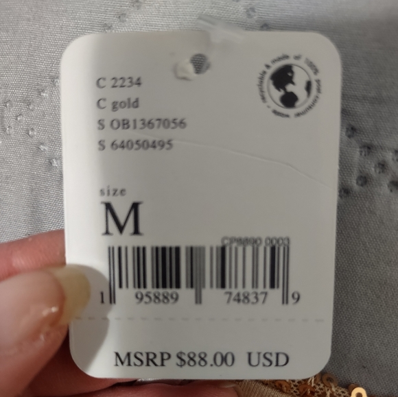 Free People gold sequin tu your oank top, can be used strapless also NWT - Picture 6 of 6